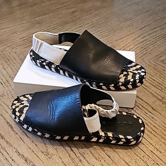 Proenza Schouler leather slingback flat espadilles black and white size 7.5 - Picture 12 of 12